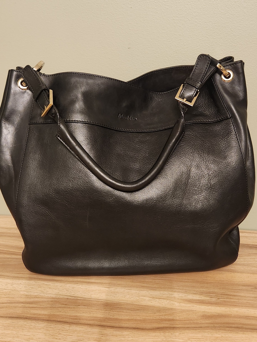 MaxMara Black Leather Shoulder Bag